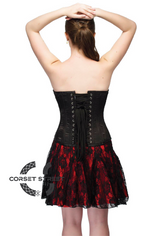 Black Satin Double Bone Waist Cincher Overbust Top & Kundli Net Tutu Skirt Plus Size Corset Dress